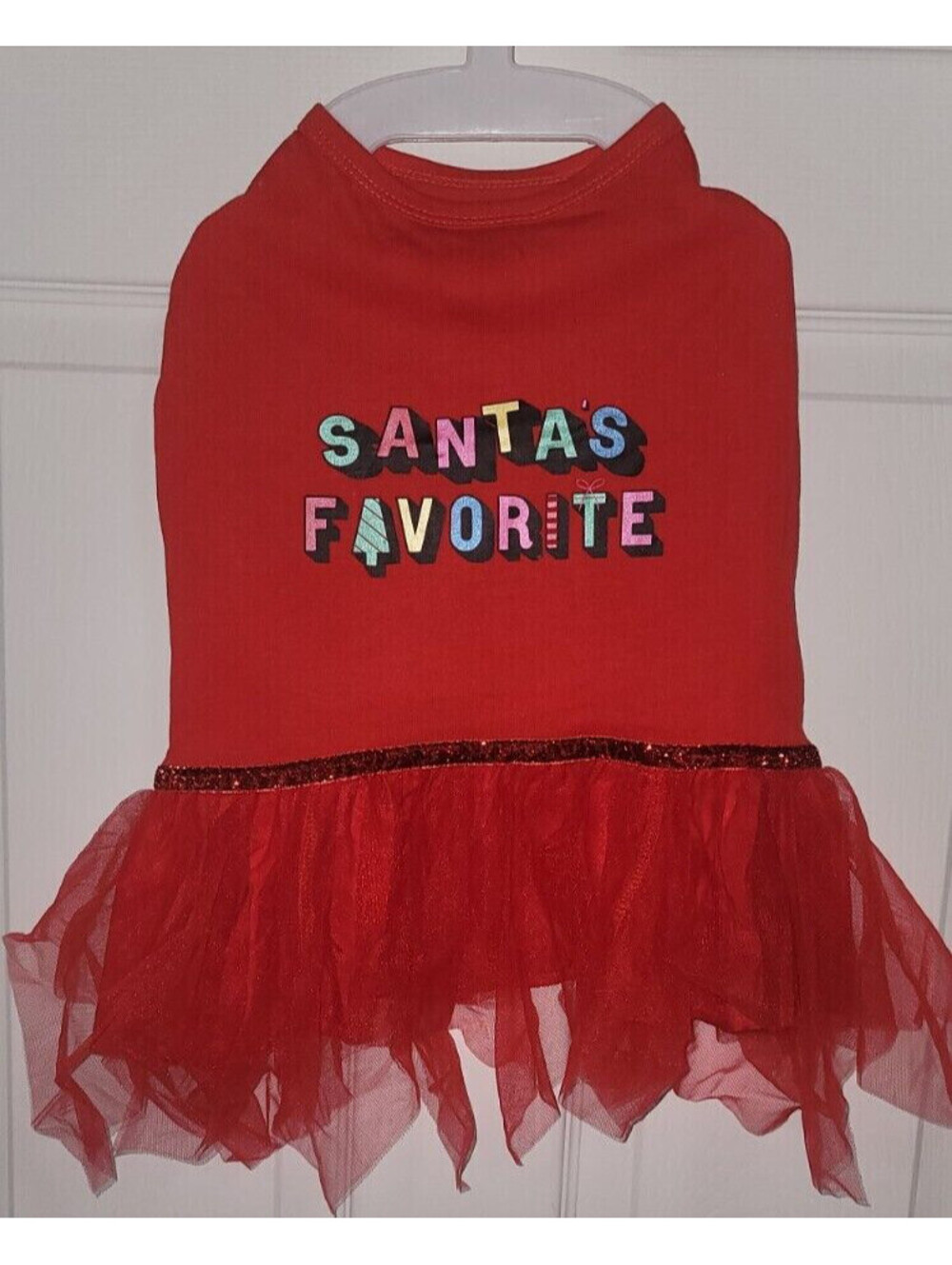 NWT MERRY& BRIGHT SANTA'S FAVORITE RED TUTU DOG PET DRESS SIZE: SMALL
